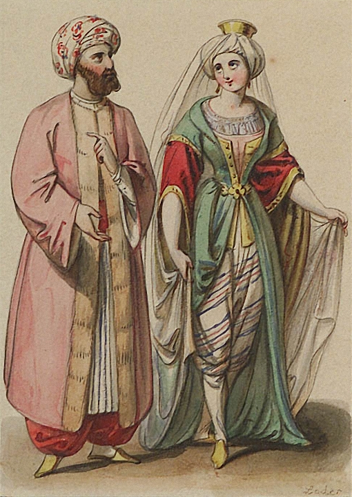 Couple; Eastern Costume Illustration by Matthaeus Loder, c.1820